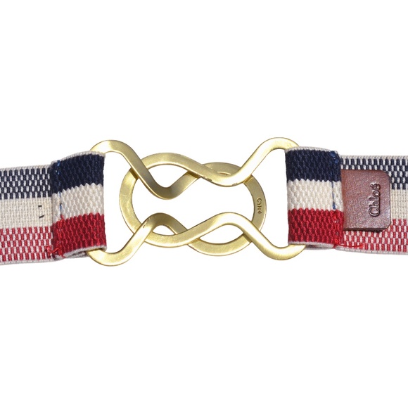 Rare Chloé SS 2010 Elastic Stripe Belt — Brass Knot Buckle / Phoebe Philo Era main image 8